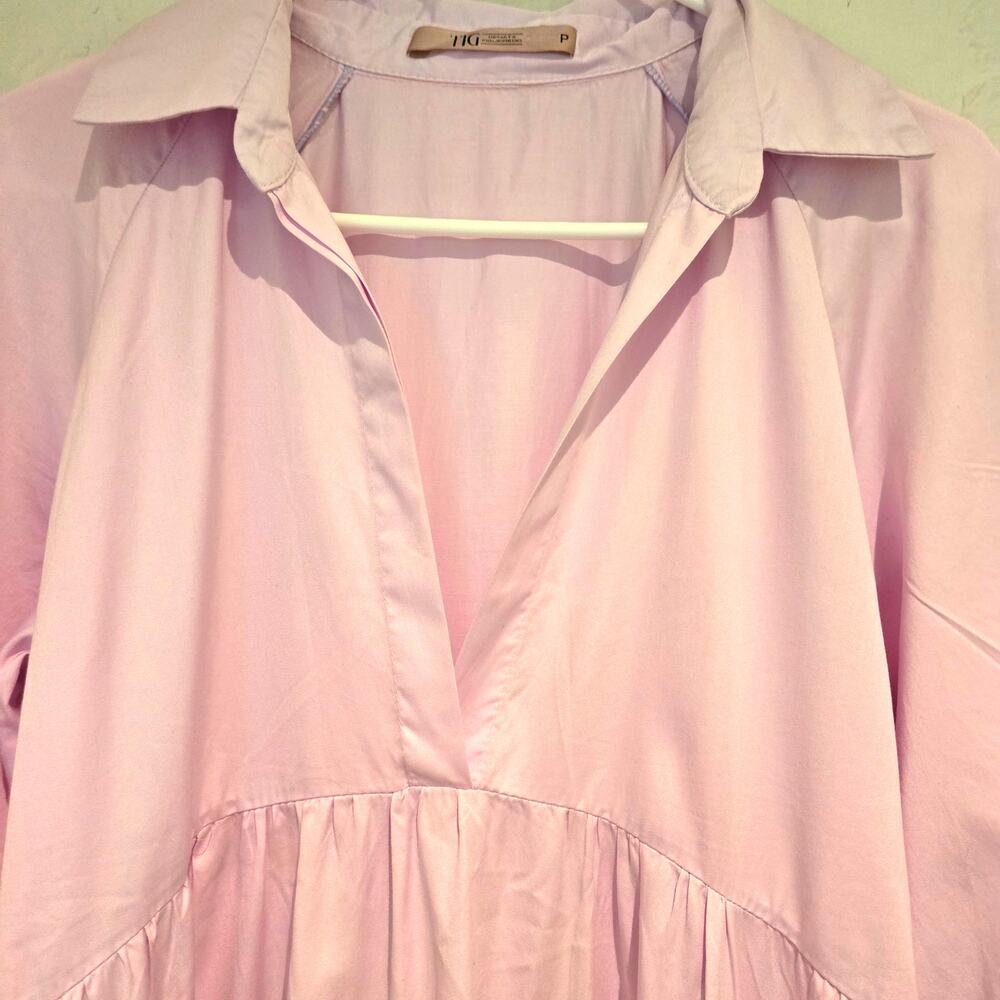 TIG Renata Figueiredo S Pink Tiered Maxi Dress Puff Sleeve Cottagecore Resort - Picture 4 of 6